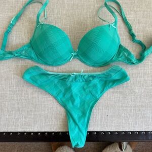 Marie Jo Teal Bralette and Thong Set